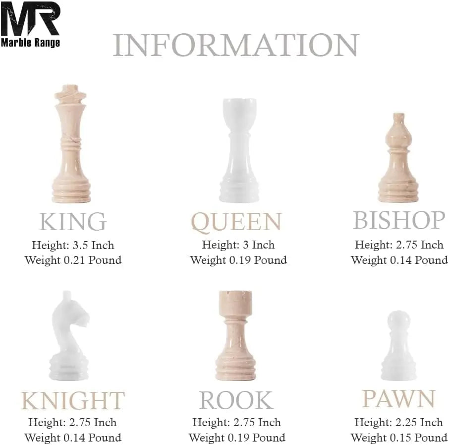 Marble Chess Set for Adults 15" Handmade Verona & White Board Game with 32 Chess Pieces, 2 Extra Queens & Storage Box, Luxury Travel Game, Elegant Gift for Home Decor