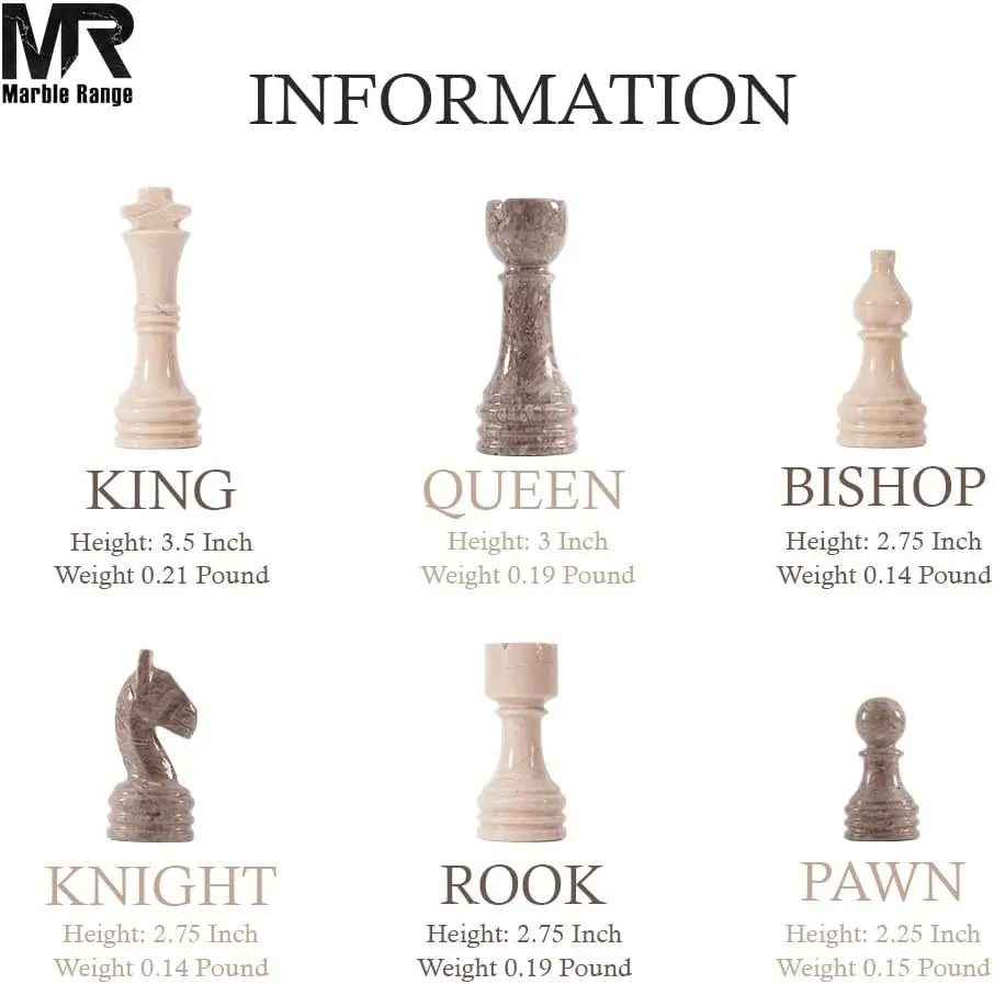 Marble Chess Set for Adults 15" Handmade Verona & Oceanic Board Game with 32 Chess Pieces, 2 Extra Queens & Storage Box, Luxury Travel Game, Elegant Gift for Home Decor