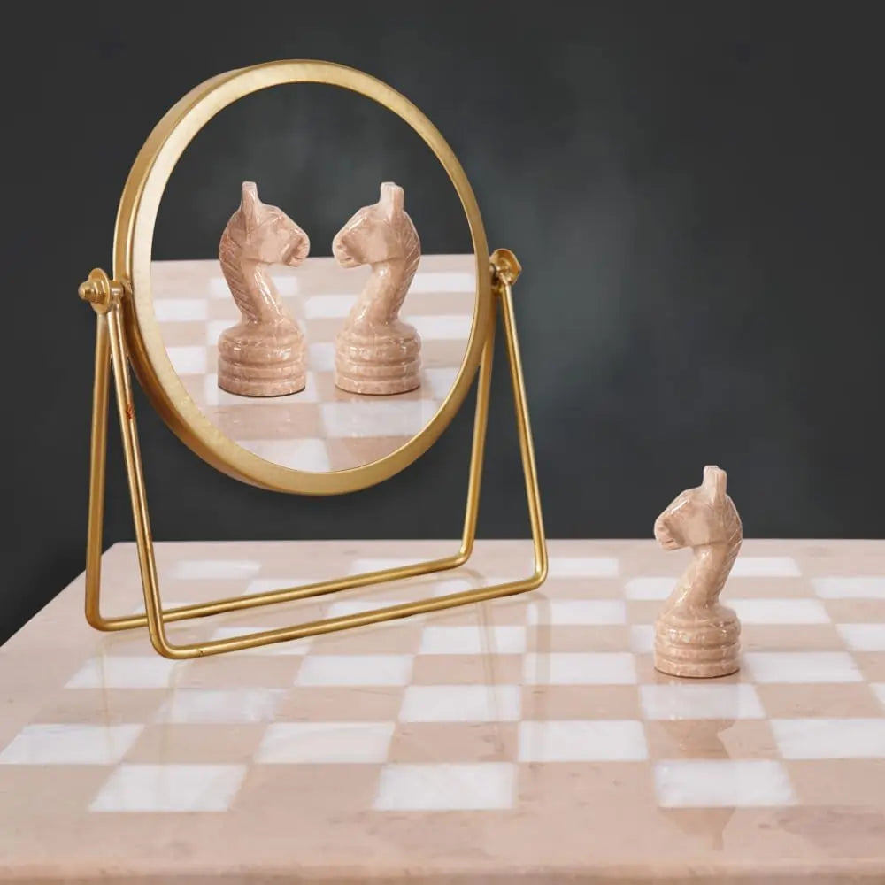 Marble Chess Set for Adults 15" Handmade Verona & White Board Game with 32 Chess Pieces, 2 Extra Queens & Storage Box, Luxury Travel Game, Elegant Gift for Home Decor