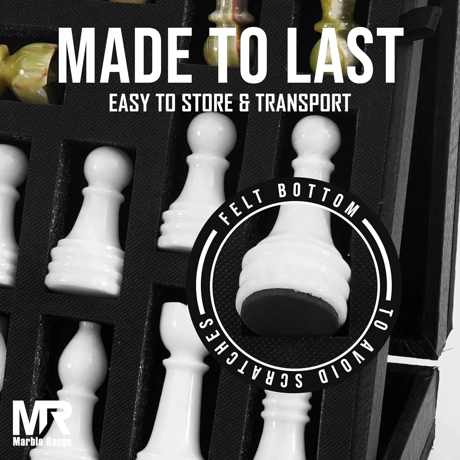 Marble Chess Set for Adults 15" Handmade White & Green Onyx Board Game with 32 Chess Pieces, 2 Extra Queens & Storage Box, Luxury Travel Game, Elegant Gift for Home Decor
