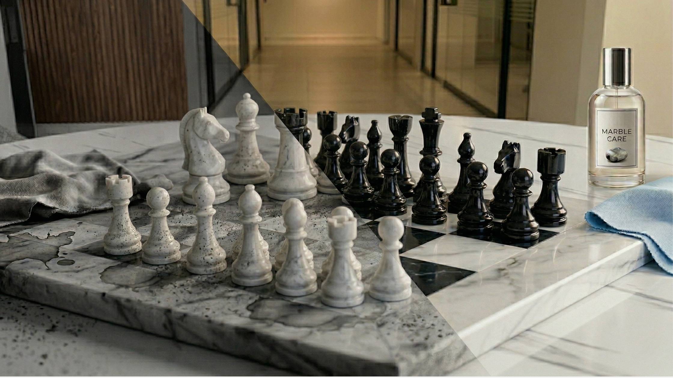 how to clean marble chess set