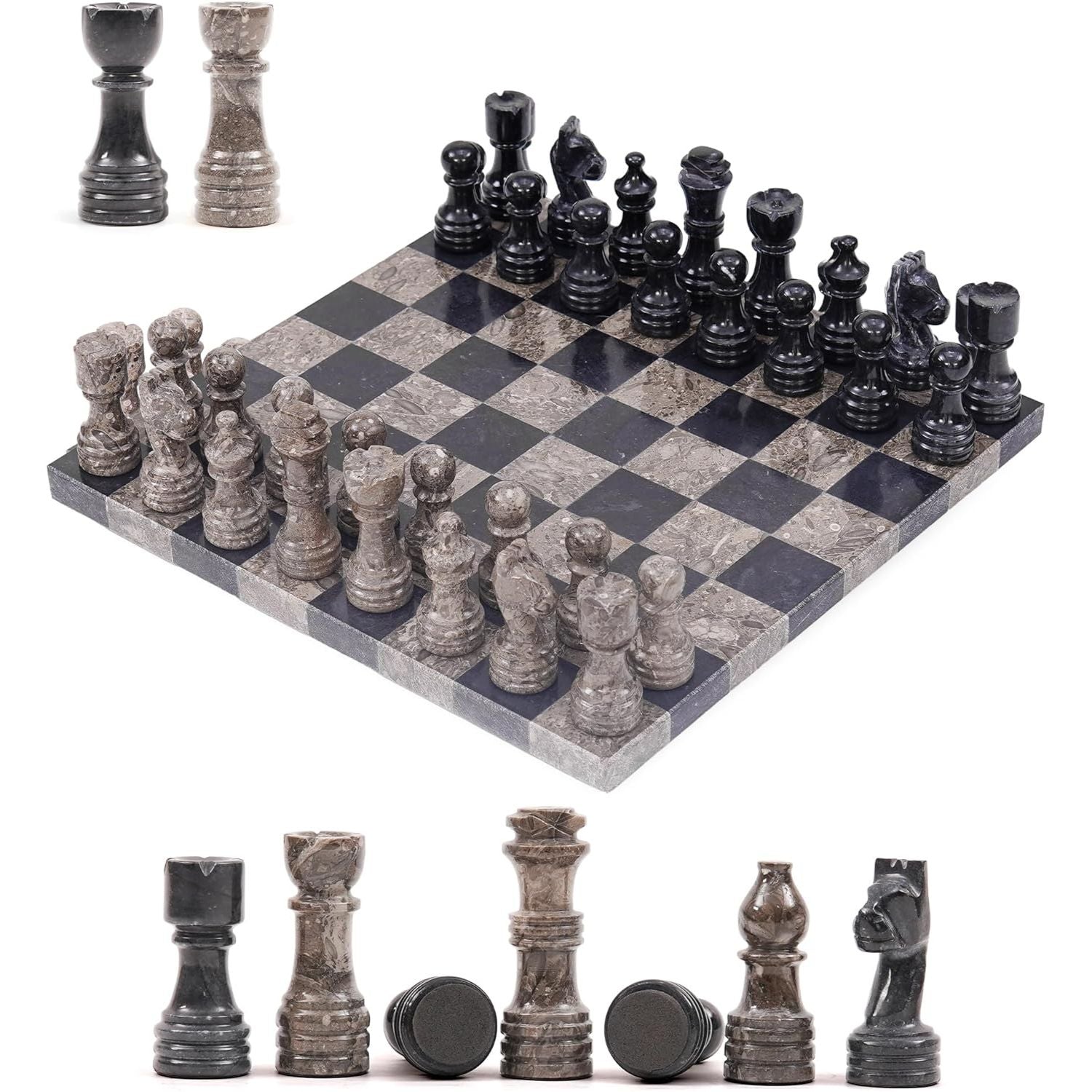 10 Inch Oceanic And Black Luxury Borderless Marble Chess Board