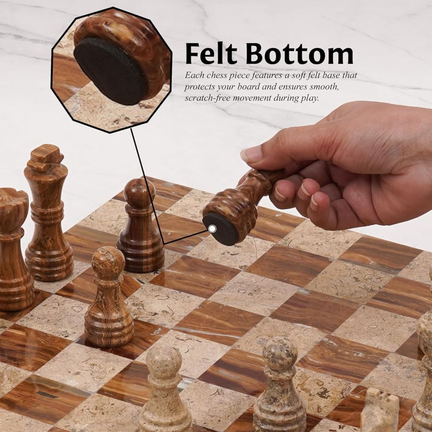 Coral And Red Borderless Marble Chess Board & Pieces with Extra Queens