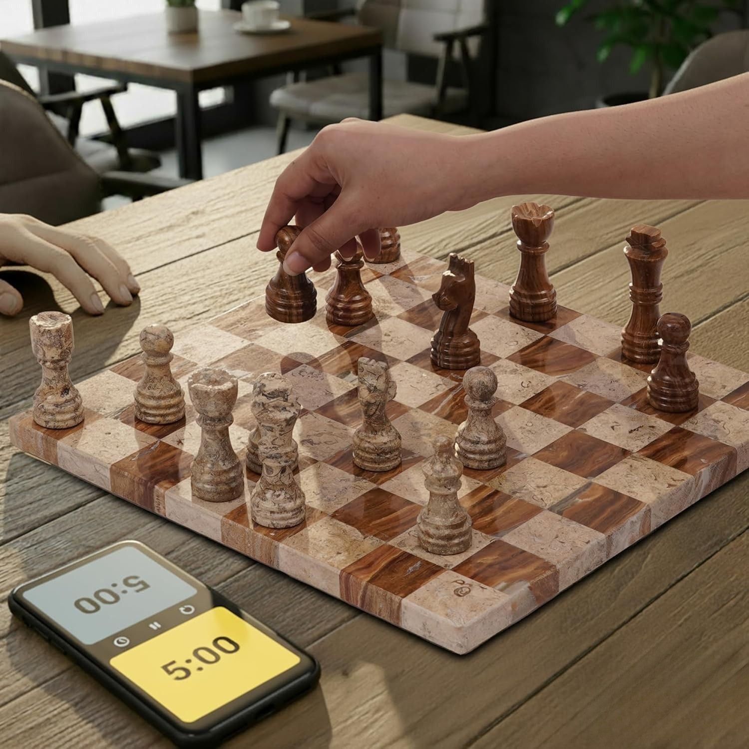Coral And Red Luxury Borderless Marble Chess Board