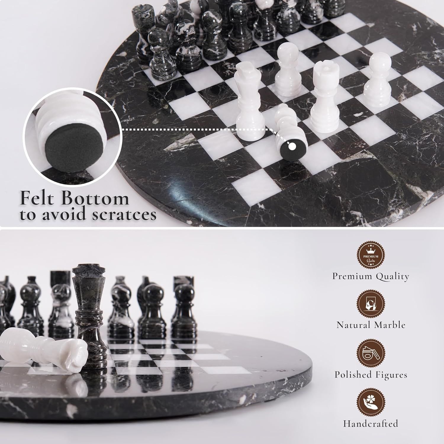 Round Handcrafted Marble Chess Set