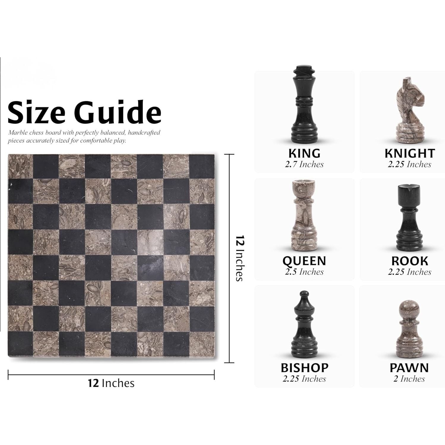 Luxury Borderless Marble Chess Board & Pieces