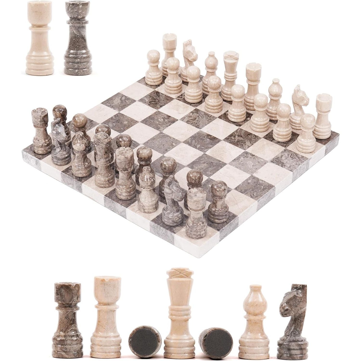 Oceanic And Verona Luxury Borderless Marble Chess Set with Extra Queens