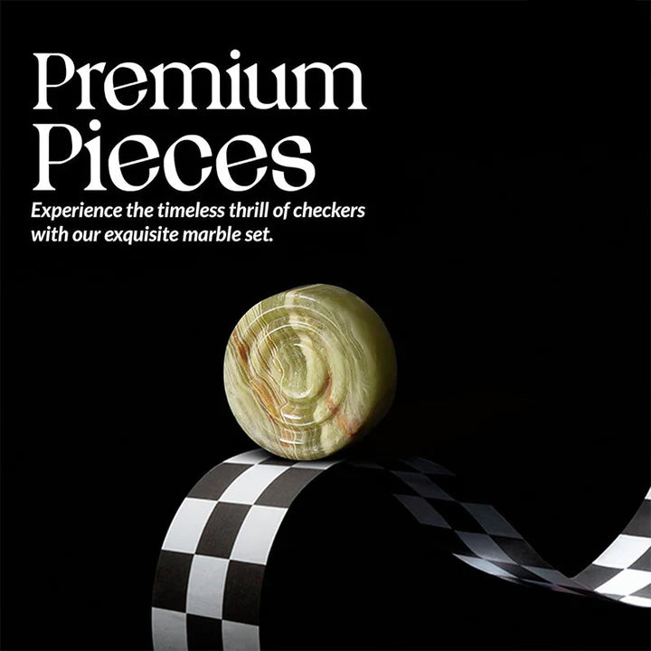 2-in-1 Bundle 15 Inch Green White Onyx Chess set & Checker Pieces