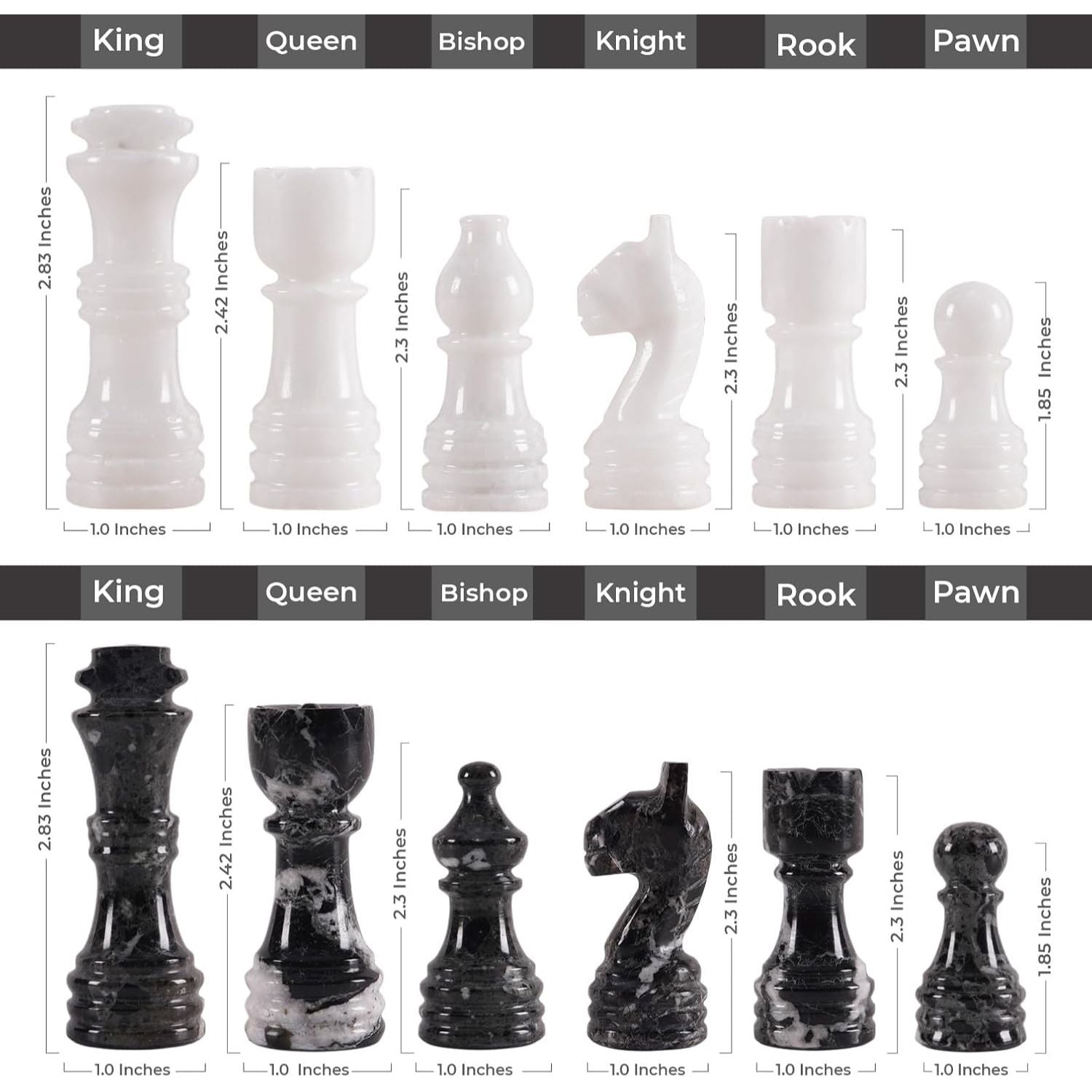 Round Handcrafted Marble Chess Set and pieces