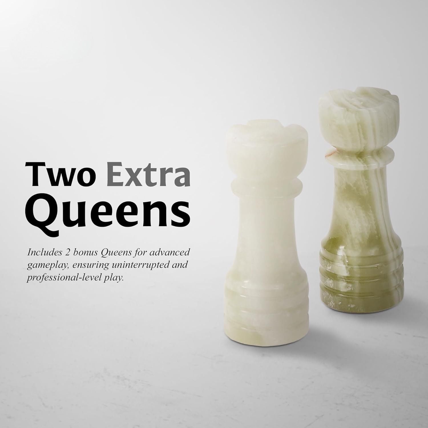White Onyx And Green Luxury Borderless Chess pieces