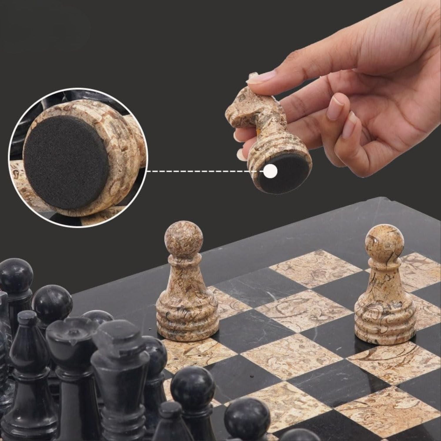 black coral marble chess