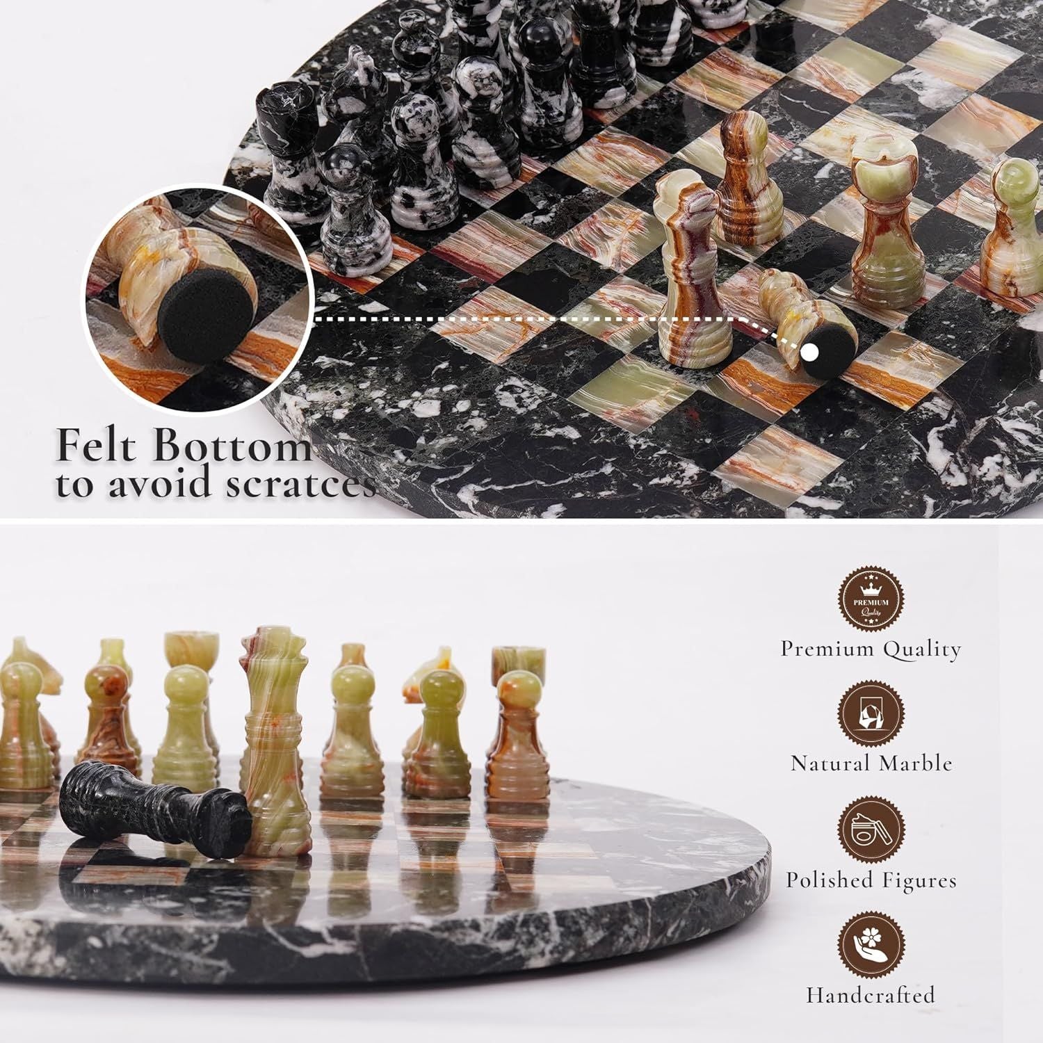 black green marble chess board pieces