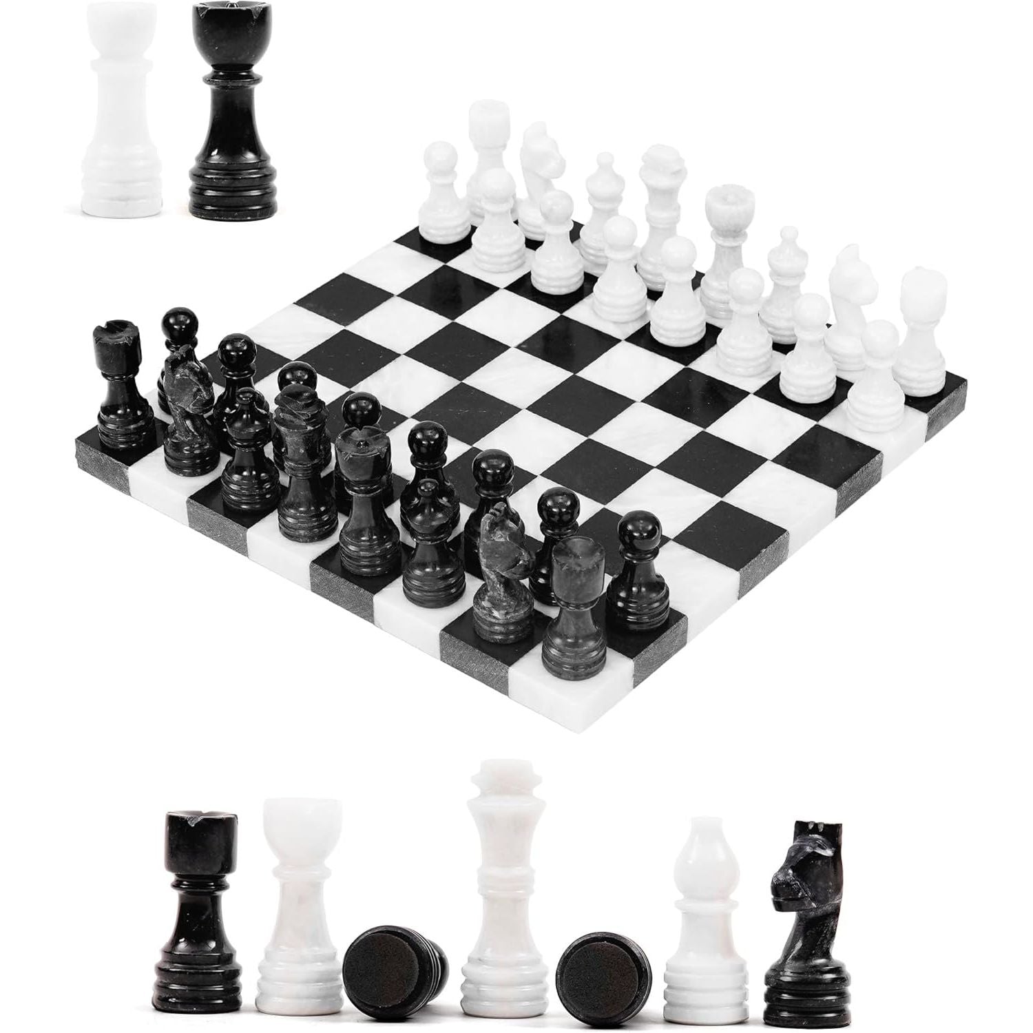 borderless handcrafted marble chess set