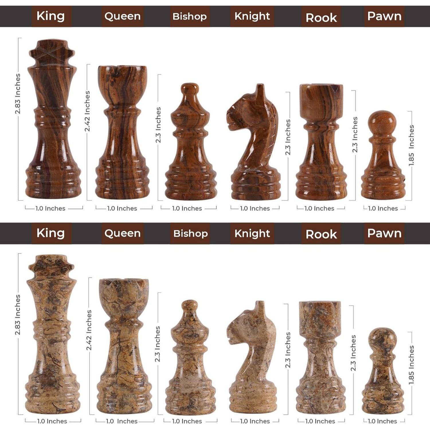 coral red handcrafted chess pieces