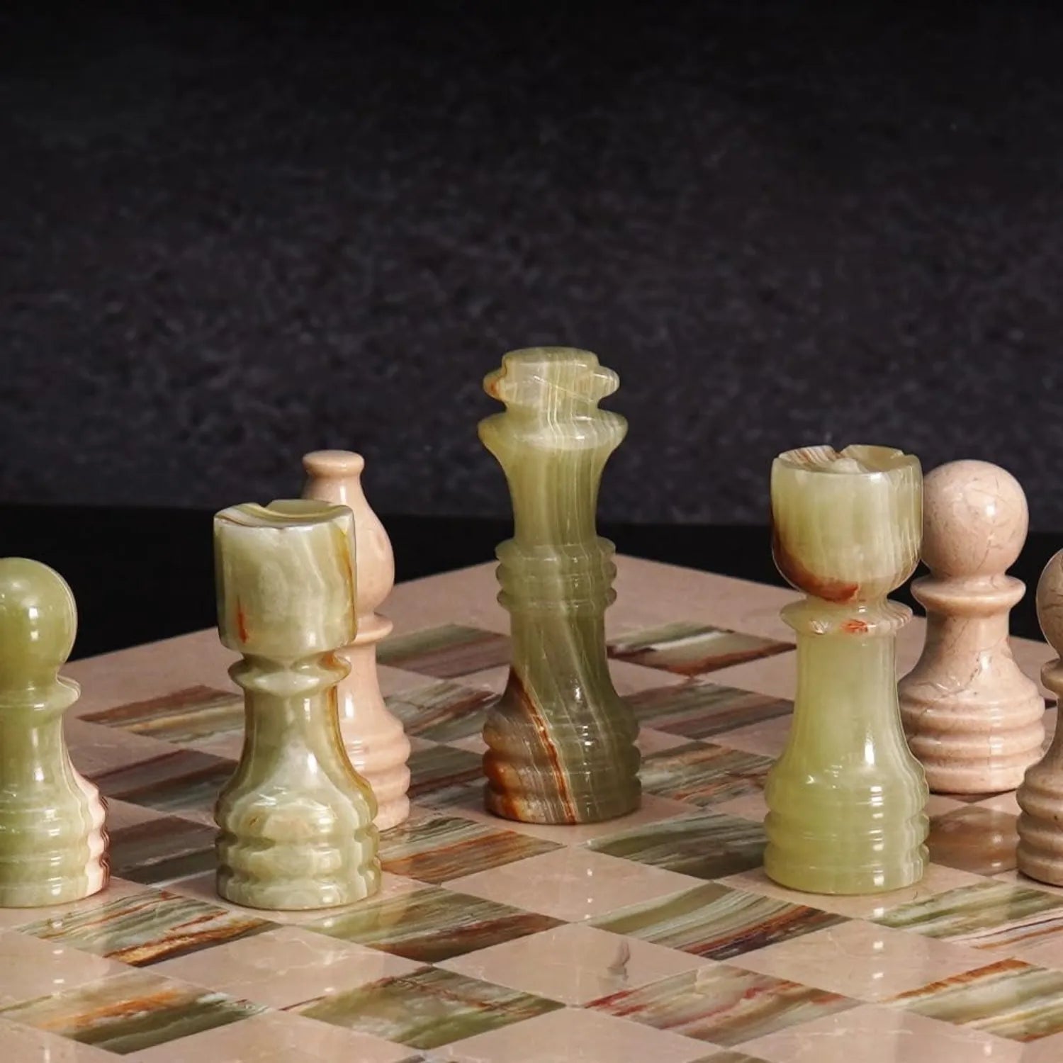 green chess figures