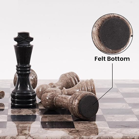 marble chess board and pieces