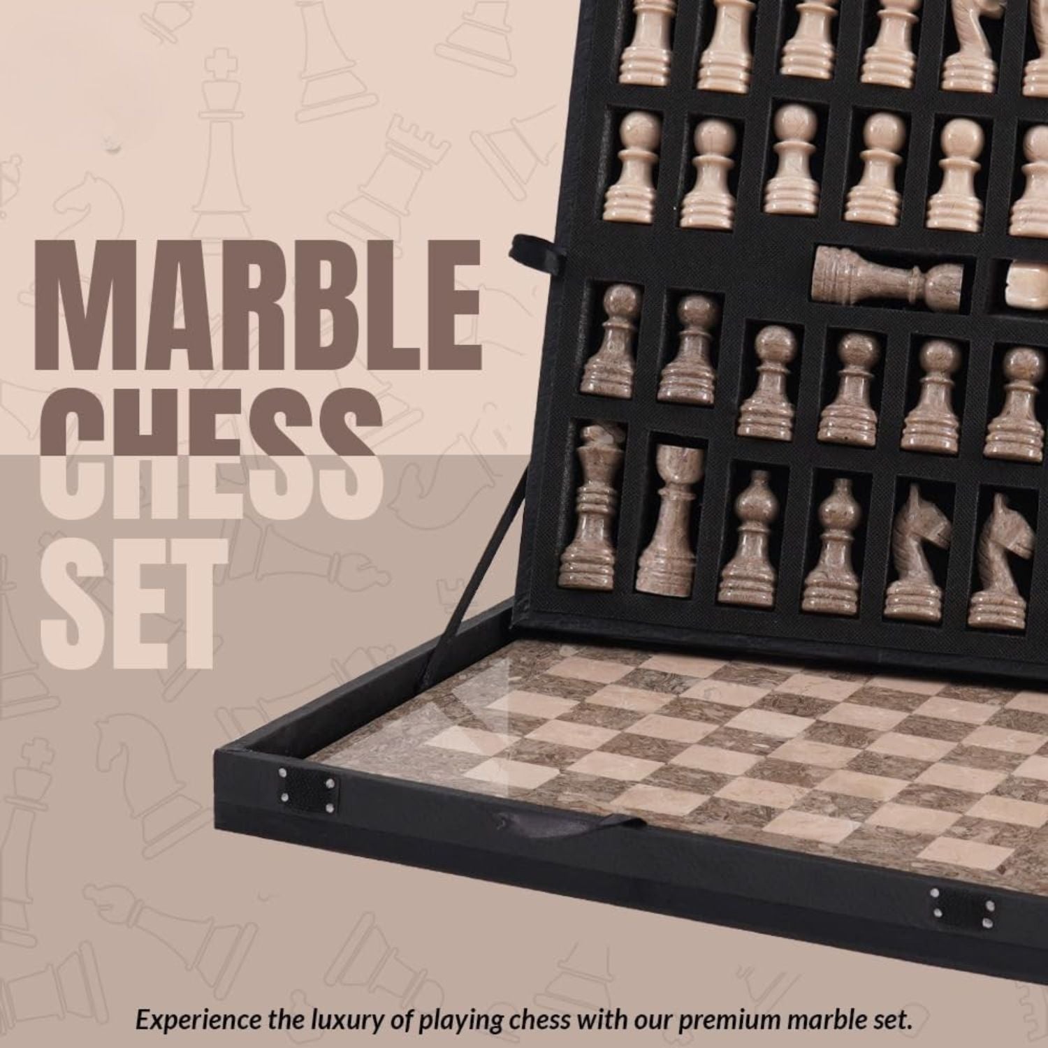 marble chess set with storage