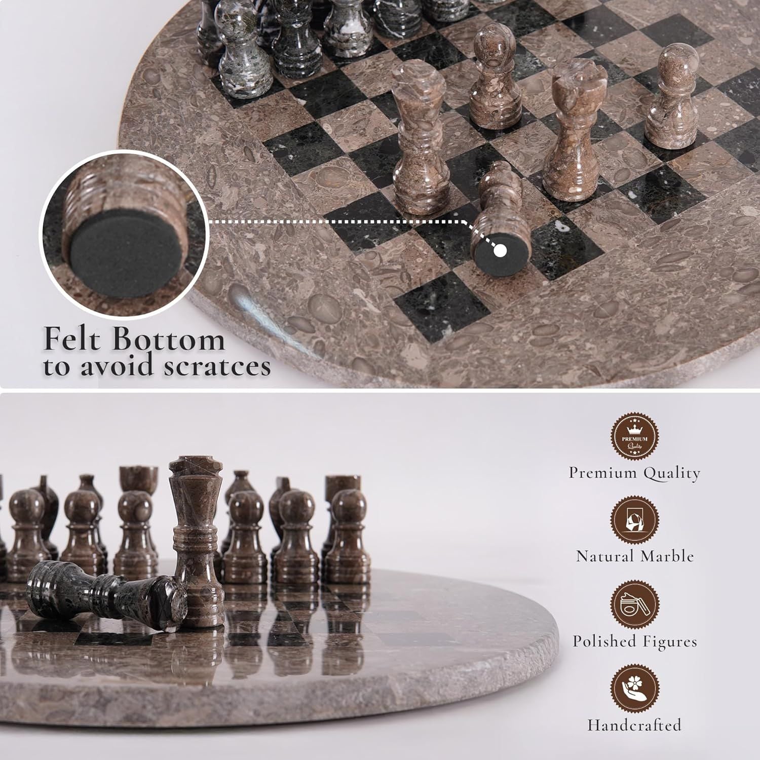 oceanic black round chess set
