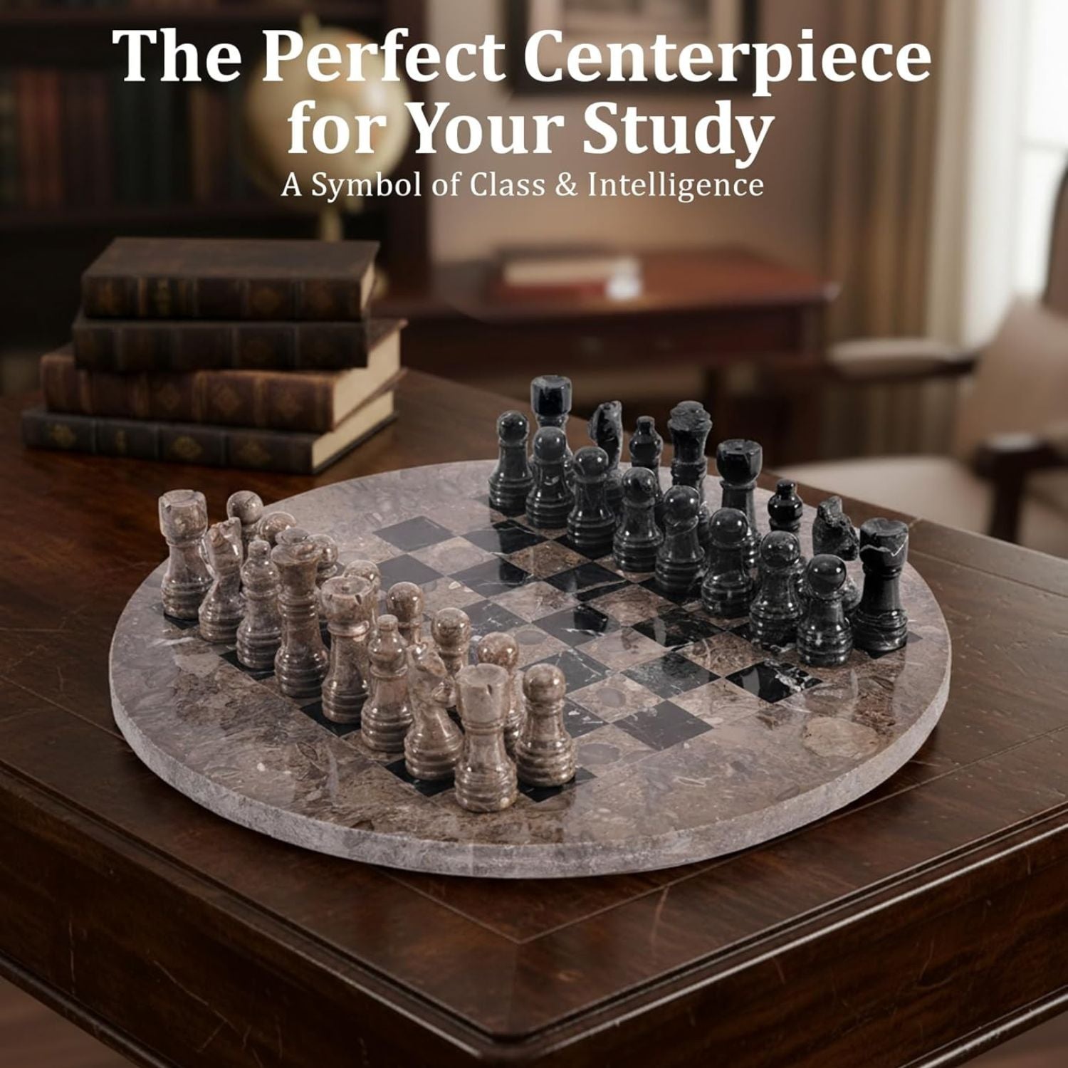 oceanic black roundmarble chess board