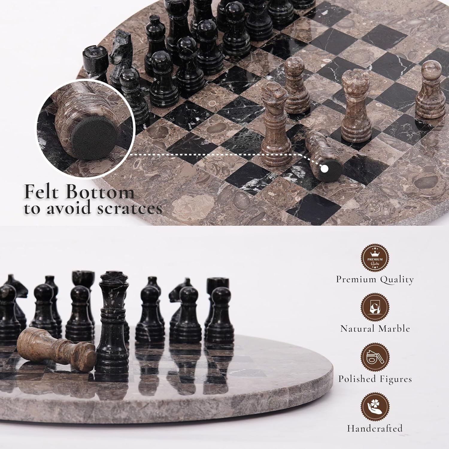 oceanic black handcrafted chess board
