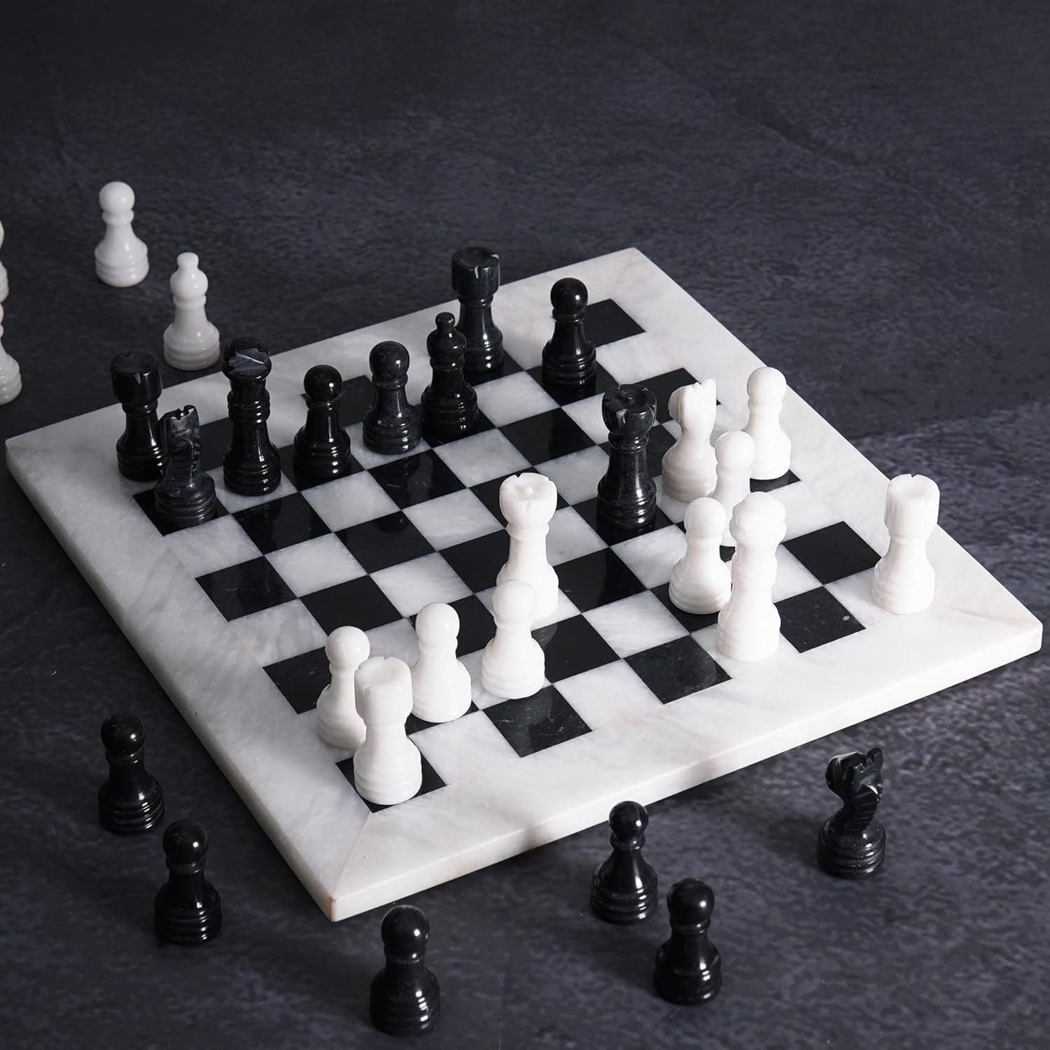 marble chess set white and black