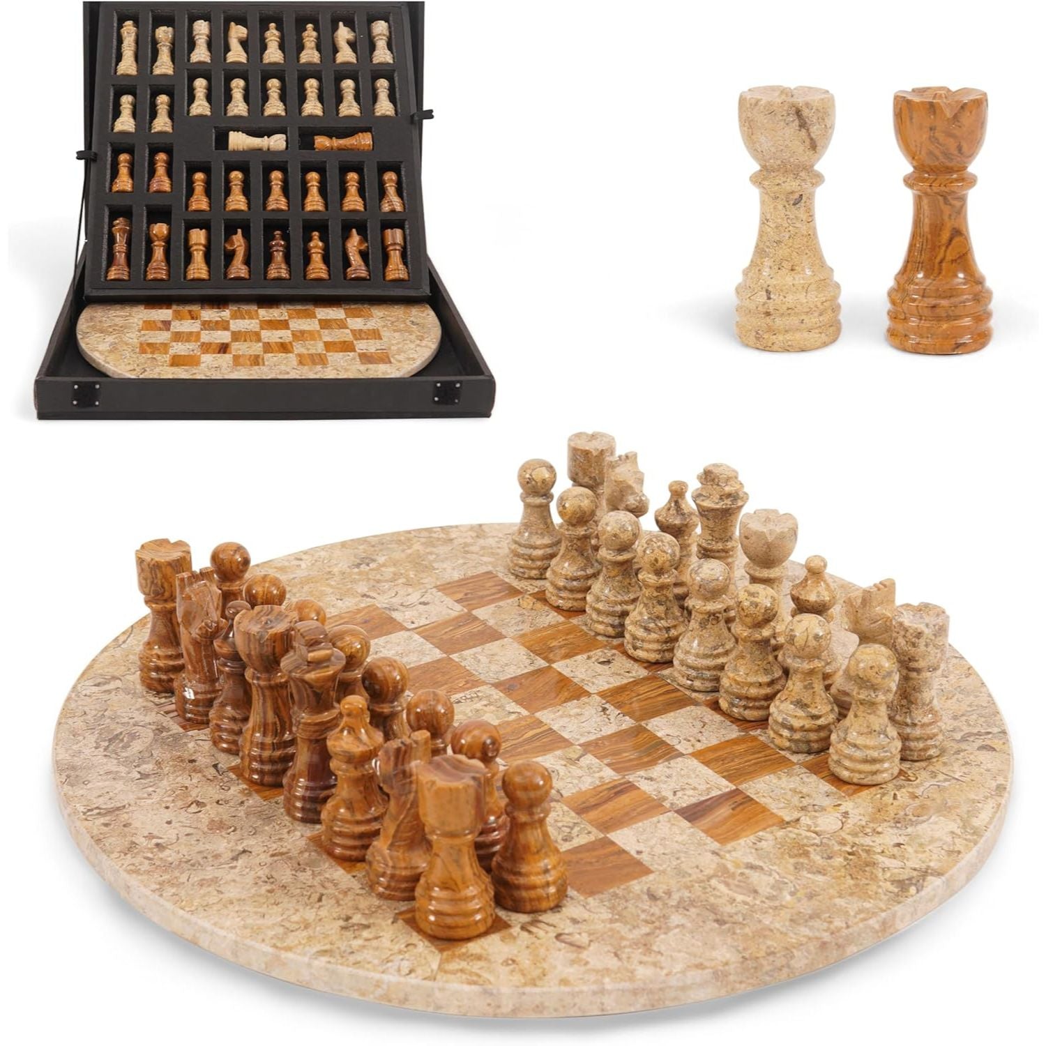 corel brown round marble chess board