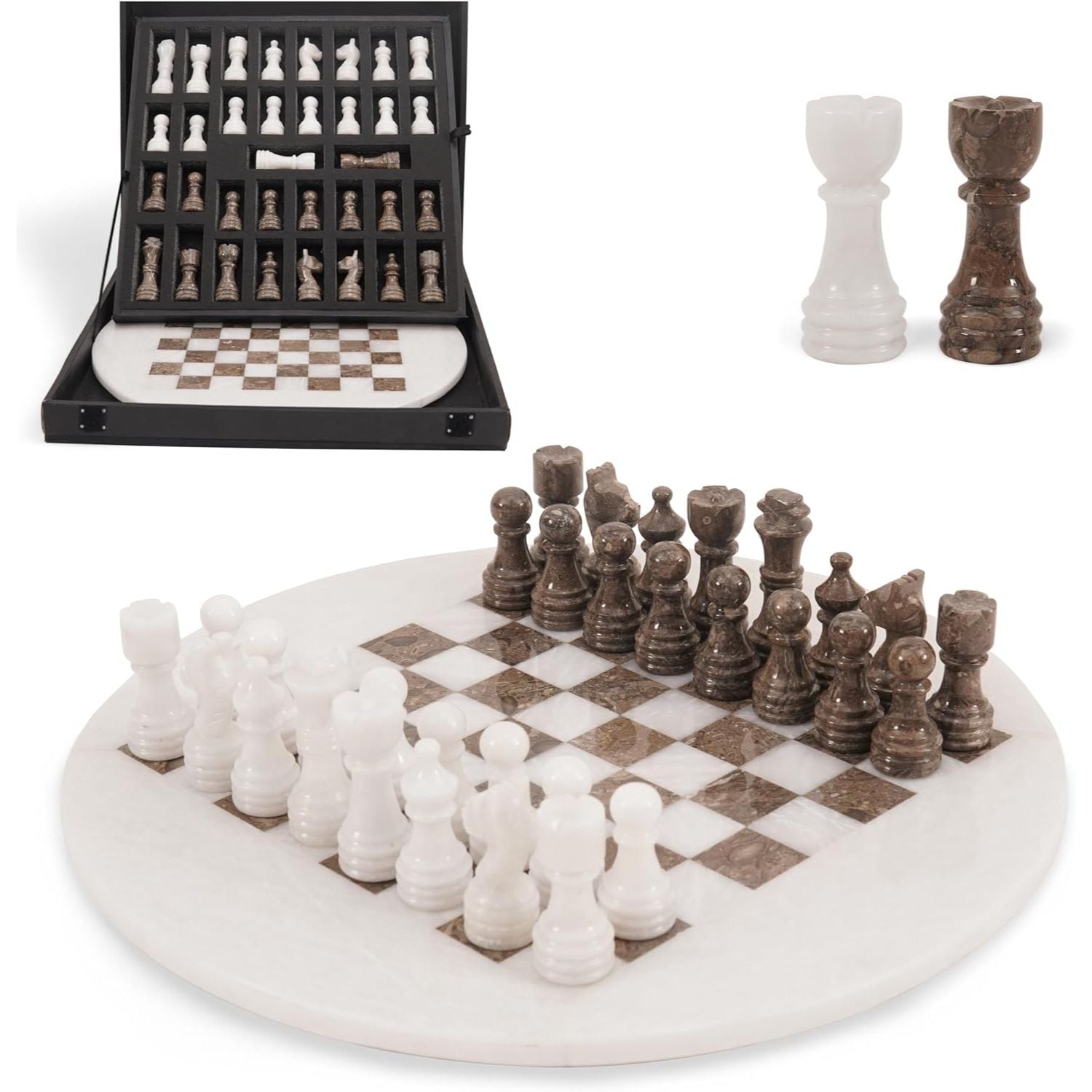 round marble chess white oceanic