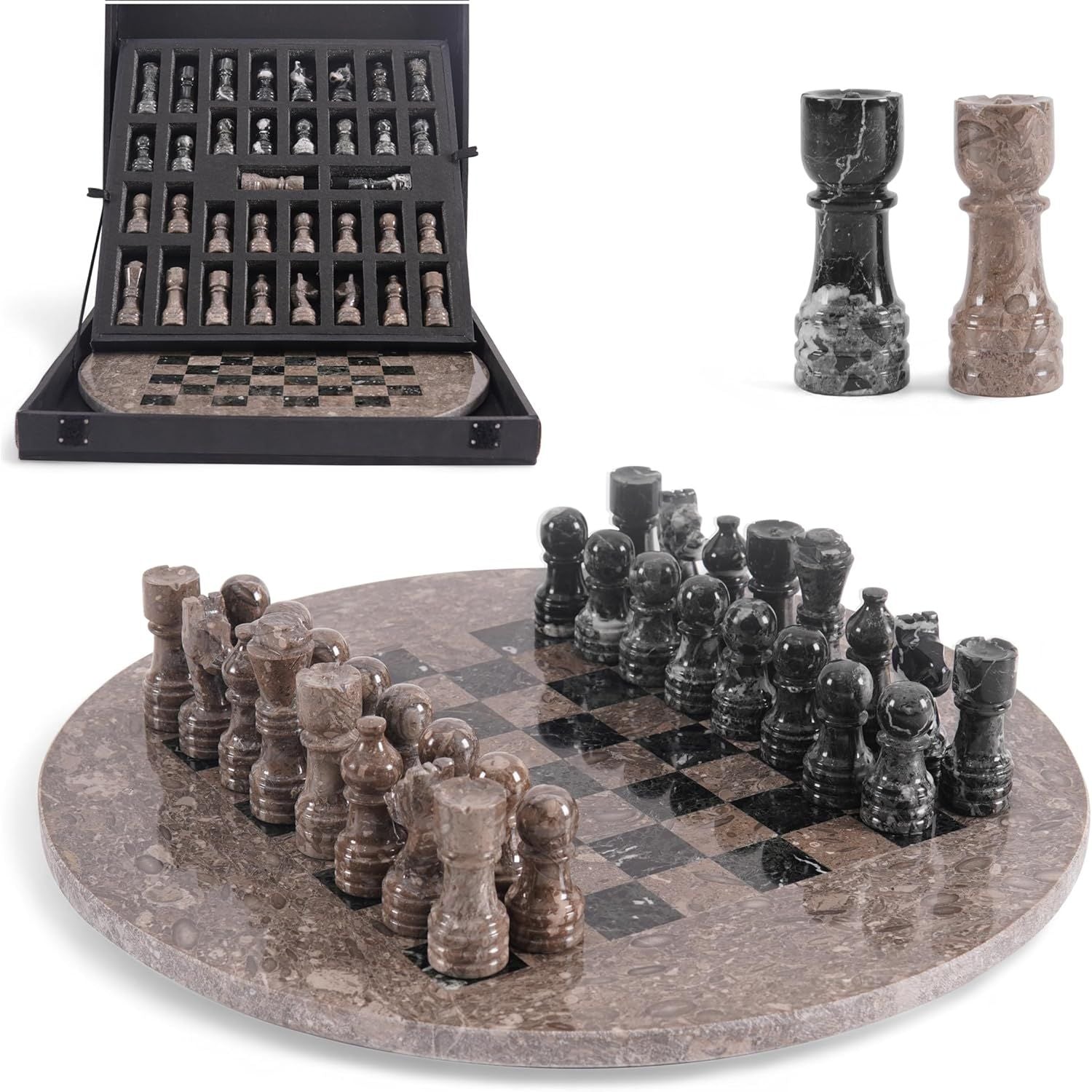 round oceanic black round chess set