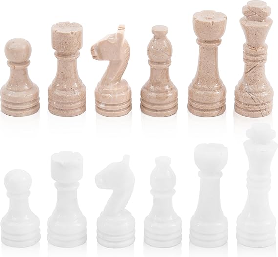 Verona and white marble chess pieces
