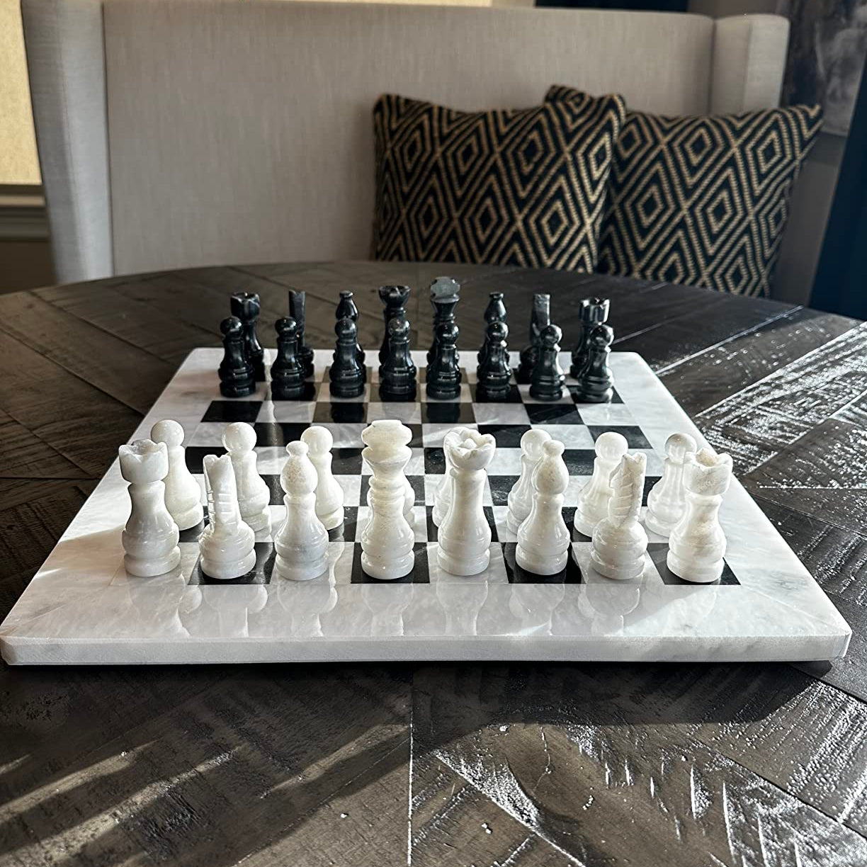 white black merble chess