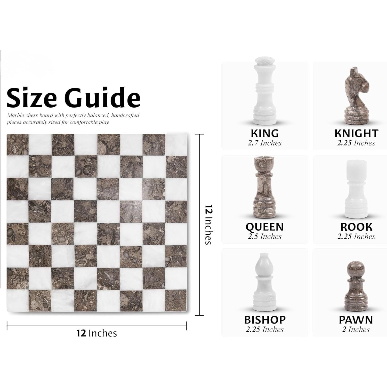 white oceanic borderless marble chess board pieces