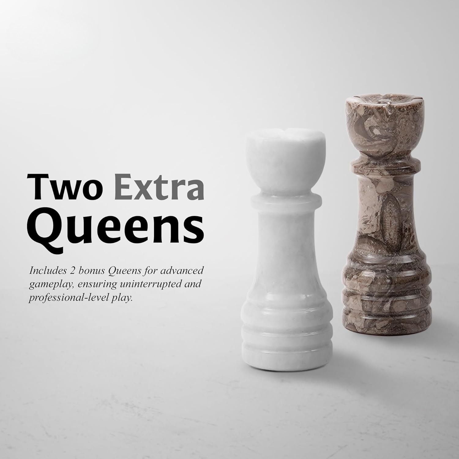 white oceanic handcrafted marble chess pieces